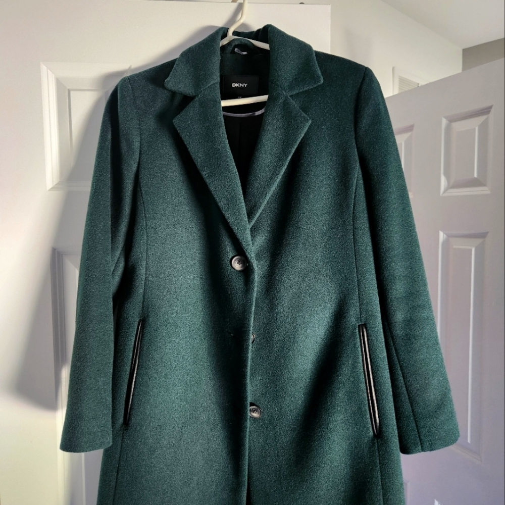 DKNY Wool Coat Forest Green Size PM
